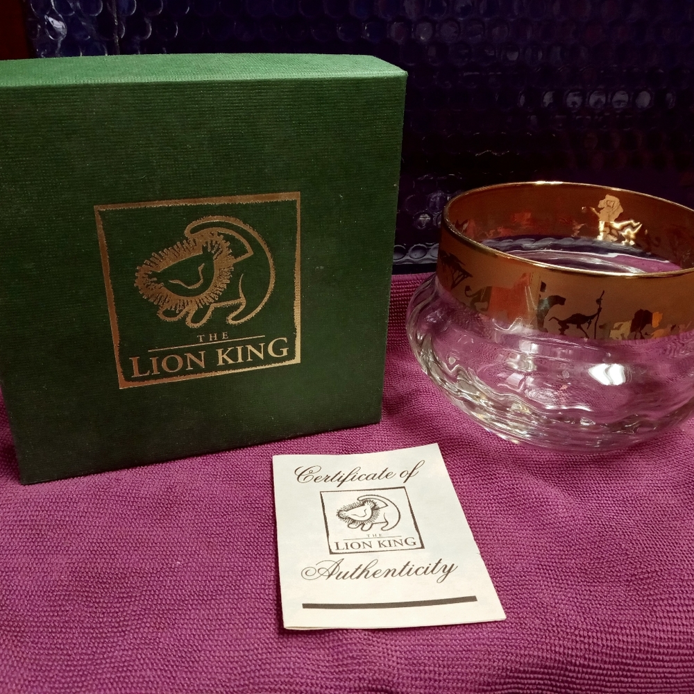 Lion King Lenox lead crystal and 24kt. Gold bowl